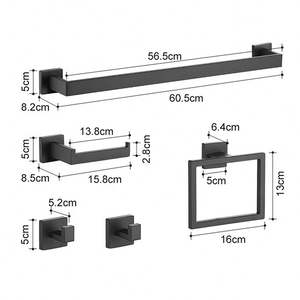 Juego de 5 Accesorios de Baño de Acero Inoxidable Dorado, Estante de Pared para Toallas, Juego de Accesorios de Lujo para Baño - Product Image 4
