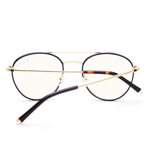 Lunettes de vue anti-lumière bleue grises à monture ronde complète, style rétro unisexe, montures métalliques, modèle 9007 - Product Image 2