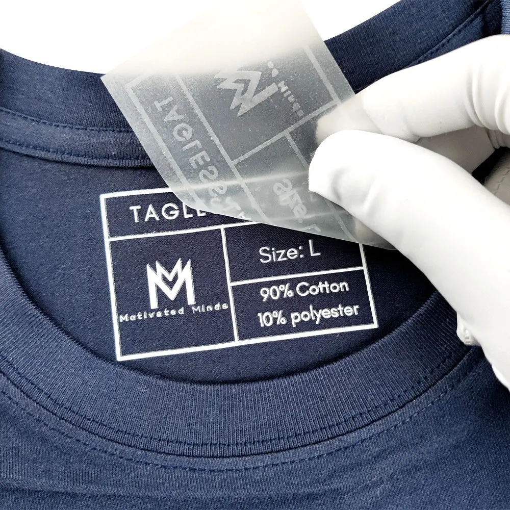 Custom Clothes Neck Size Logo Iron On Labels, Flexible Clothing Label Heat Transfer Logo Tagless Shirt Tags