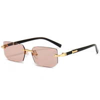 Lunettes de soleil rectangulaires sans monture Lunettes de soleil sans monture rose dégradé Lunettes de voyage Lunettes de soleil UV400 sans monture