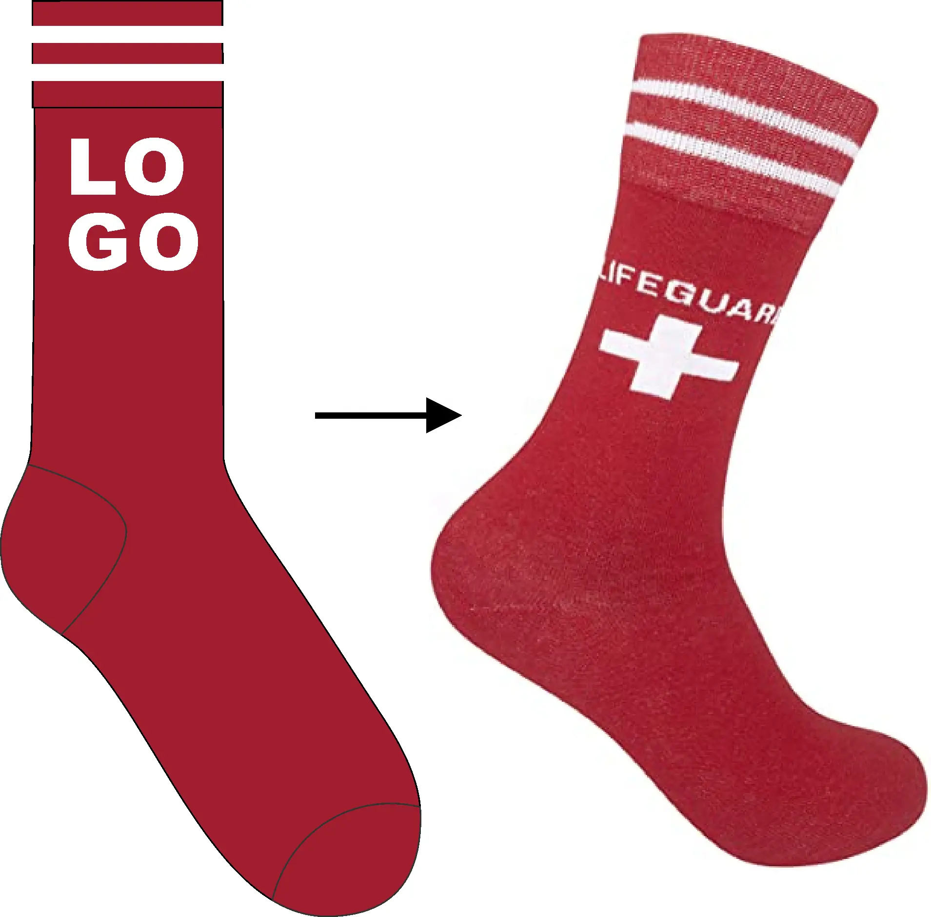 Customizable New Design Own Brand Fashion Cotton Red Custom Men Logo Socks Odm Logo Socks