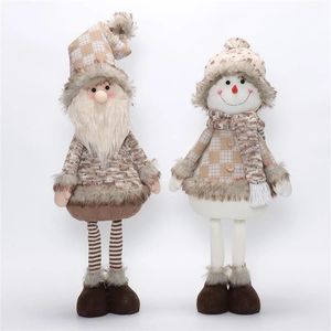 Ensemble adorable de 2 poupées en peluche lumineuses de Noël, Père Noël et Bonhomme de neige debout avec une lueur chaude, pour cadeau de Noël - Product Image 5