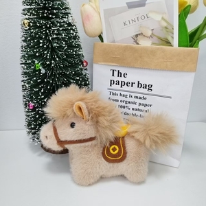 Gantungan Kunci Boneka Kuda Poni Bulu Lembut, Dekorasi Batangan Emas Lucu, Aksesoris Tas untuk Hadiah Festival Imlek Tahun Baru Imlek 2026 - Product Image 4