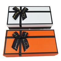 Boîte cadeau rigide de luxe personnalisée en papier gaufré orange pour écharpe, parfum, rouge à lèvres, emballage avec ruban – Vente en gros
