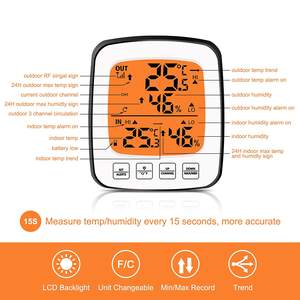 Termometer higrometer Digital nirkabel, lampu latar bertenaga baterai tampilan LCD besar untuk penggunaan rumah tangga pengukur suhu dan kelembaban - Product Image 3