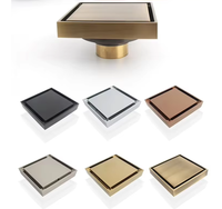 Grille de drain de sol carrée anti-odeur, insert pour carrelage, couvercle de drain, filtre, brossé, écologique, cuisine, salle de bain, douche, drain en laiton, déchets