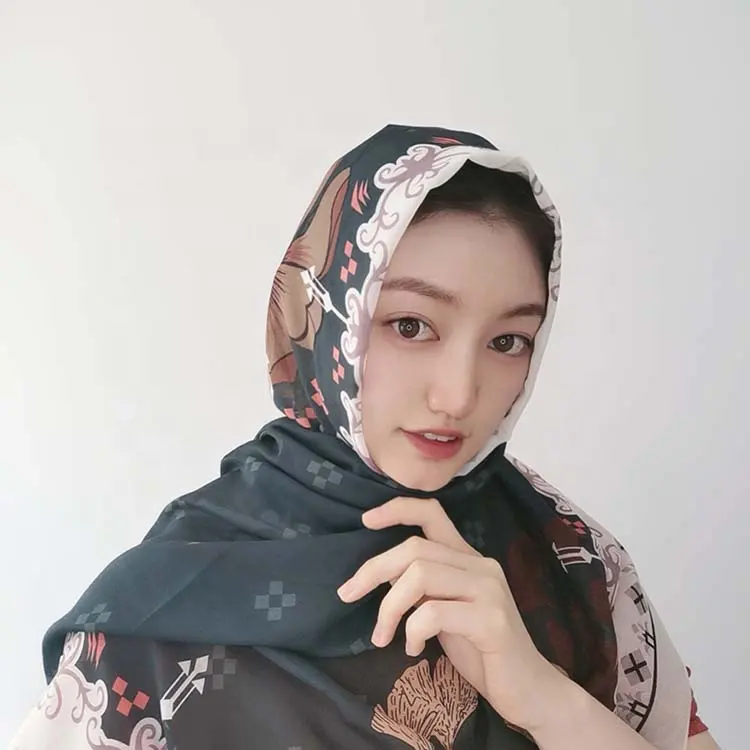 Hijab pour femmes, écharpe sur mesure, design de luxe, impression <span class=keywords><strong>OEM</strong></span>, vente en gros, usine chinoise,