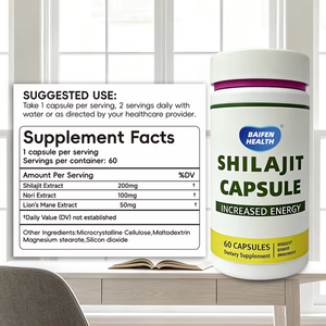 Capsules de Shilajit avec extrait de Nori et de Crinière de Lion pour l'énergie et la concentration – Capsules de Shilajit OEM pour l'énergie et la vitalité masculine - Product Image 1