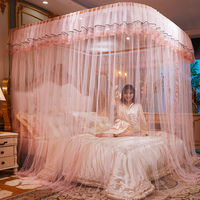 Moustiquaire de lit en forme de U à trois portes, en polyester durable, pour lits King, Double et Twin, pliable pour la maison et l'été