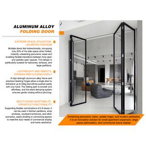 أبواب فناء منزلقة ثنائية قابلة للطي من الألومنيوم للشرفة من الألومنيوم - Product Image 4