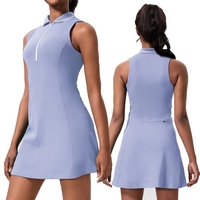 Robe de tennis légère sans manches pour femme, col polo zippé, jupe-short de golf 2-en-1 polyvalente avec poches pour les sports de plein air