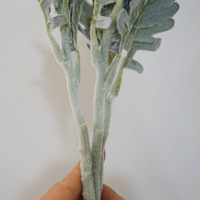 Feuille d'argent floquée en soie chrysanthème plante verte artificielle-feuilles pliables petites branches pour décorations de Pâques
