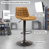 Nouvel Arrivage Tabouret de Bar Moderne Populaire en Tissu, Réglable et Pivotant, avec Cadre Thermolaqué pour Salle à Manger, Salon, Bar à Domicile, Centre Commercial