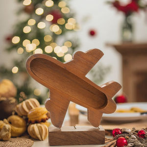 وعاء عجين خشبي على شكل طائرة وعاء خشبي مصنوع يدويًا من بولونيا ديكور منزلي ريفي أوعية شمع خشبية لصنع الشموع - Product Image 4