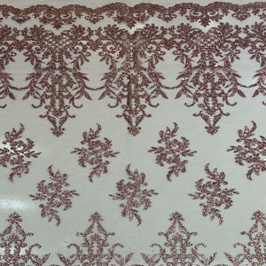 Honglong glitzernde rosa Kristall Pailletten wunderschöne weiße Hochzeits kleid Perlen Mesh Gaze Ballkleid Spitze Stoff - Product Image 2