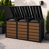 Poubelle métallique durable et écologique avec revêtement imitation bois pour cuisine extérieure et stockage de déchets publics