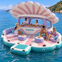 Plateforme flottante gonflable portable pour parc aquatique avec accès facile à l'eau et auvent d'ombrage pour resort, lac et yacht