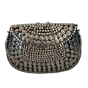 Pochette en mosaïque de pierres perlées argentées Matel avec chaîne, grande capacité, pour soirée, mariage, faite à la main, pour femme - Product Image 1