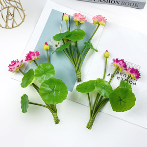 Flor de loto simulada de 23cm, flor artificial de seda para decoración del hogar, boda, estilo Zen chino - Product Image 1