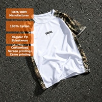 T-shirt décontracté à manches raglan en maille respirante, motif camouflage Real Tree, manches contrastantes, imprimé lettres audacieuses sur le devant, séchage rapide