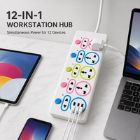 Multiprise multifonctionnelle avec panneau de prises domestiques et 3 ports USB, rallonge de charge, en ABS, indice IP66, 2m