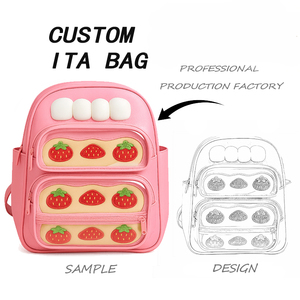 Sac à dos Ita Bolsa personnalisé en gros pour filles, design console <span class=keywords><strong>de</strong></span> jeu rose Kawaii, avec fenêtre transparente en forme <span class=keywords><strong>de</strong></span> cœur pour l'affichage des pins - Product Image 6