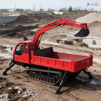 Excavatrice sur chenilles robuste de 8 tonnes, benne sur chenilles pour travaux de terrassement sur routes boueuses