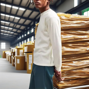 Personalizado Em Relevo Manga Longa Waffle Knit T-Shirt para Homens Padrão Sólido Penteado Térmico Algodão Streetwear Roupas De Peso Pesado - Product Image 3