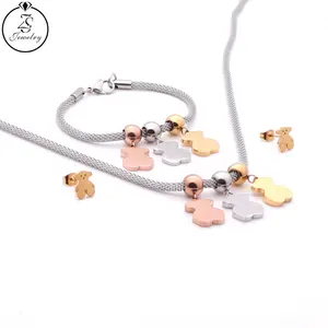 Zilveren Ketting Voor Vrouwen Groothandel Armband Leverancier Ketting Oorbel Roestvrij Stalen Sieraden Sets Vrouwen