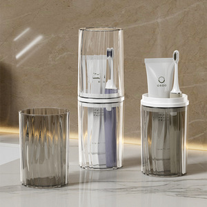 Travel <b>Toothbrush</b> <b>Holder</b> Set Transparent Plastic Foldable With Toothpaste And Brush Storage For Bathroom And Travel Use - Product Image 4