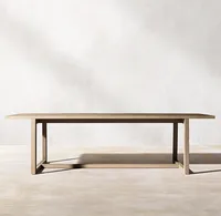 SEBASTIAN Vente Flash Table de Salle à Manger Extérieure Rectangulaire en Bois de Teck Style Américain Moderne Résistante aux Intempéries pour Hôtels et Terrasses