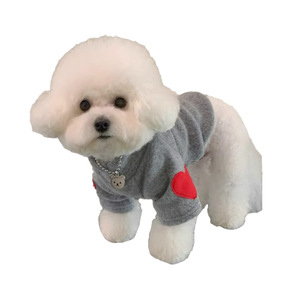 Vêtement d'<span class=keywords><strong>hiver</strong></span> pour animaux de compagnie EGT Ins Wind Teddy Bixiong, chien et chat, t-shirt à base de battement de cœur, polaire à deux pattes, polyester, modèle Jiangsu - Product Image 5