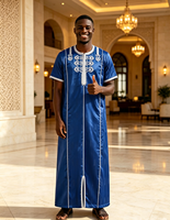CCY Meilleures ventes Qamis marocain brodé à rayures, Boubou Homme, Vêtements musulmans, Robes brillantes en tissu africain pour le Ramadan