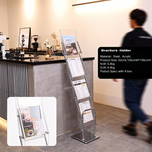 Meilleur vendeur <span class=keywords><strong>Étagère</strong></span> de catalogue haute 156 cm Cadre en acier Pochettes en acrylique pour le bureau Réception Bureau d'information Affichage - Product Image 6