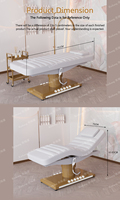 Table de massage électrique esthétique de luxe moderne noire et or pour salon de beauté, spa facial, extensions de cils et soins cosmétiques