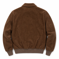 Blouson Bomber Homme Hiver Marron Côtelé Brodé sur le Devant avec Capuche, Veste de Travail Zippée, Poches Poitrine Utilitaires, Manches Longues Décontracté