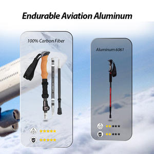 KingGear Bastone <span class=keywords><strong>da</strong></span> <span class=keywords><strong>Trekking</strong></span> Pieghevole in Fibra di Carbonio 3K Stile Nordico Alpino per Escursionismo - Product Image 2