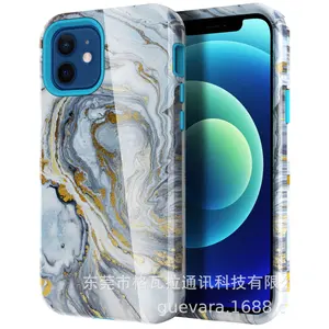 Foreign trade for Apple 12Pro phone case 3-in-1 water sticker painted anti-drop Apple phone case marble