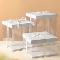Vente directe usine – Boîte à gâteau auto-élevante simple transparente ronde/carrée 10x10 8 pouces, personnalisée par flexographie, avec lamination mate pour gâteaux éponge