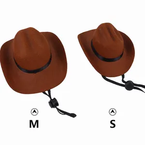 Chapéu de cowboy ocidental para cachorro, chapéu de cowboy tecido de grama, capacete pequeno