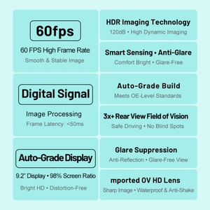 9.2" Streaming Media Rearview Mirror <b>Car</b> DVR Wireless CarPlay Android Auto Full HD IPS Touch Screen Dual Recording for BYD Tang - Product Image 5