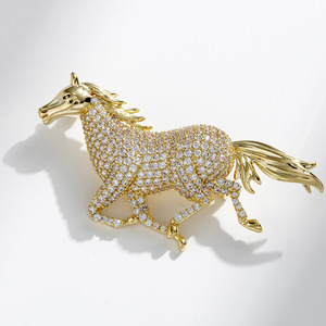 Broche de caballo del zodíaco chino TIANSHE, accesorio de alta gama con diseño de animal para el pecho, estilo chino. - Product Image 1