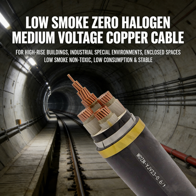 WDZ-YJY Low Smoke Zero Halogen Medium Voltage Copper Power Cable 8.7/15kV,High Rise Building Tunnel Industrial Use
