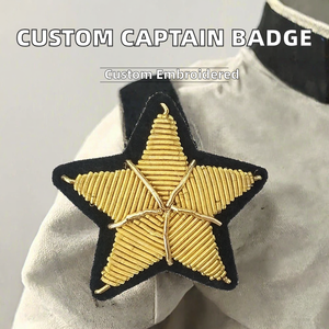 Insignias de Solapa Personalizadas para Oficiales, Bordadas, Sin Níquel, de Fieltro No Tejido, con Patrón de Estrella, Decoraciones de Rango para Uniformes, Material Textil - Product Image 2