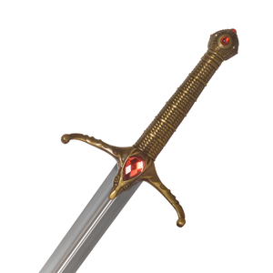 Espada Larga Decorativa con León Heráldico, 112 cm, 1.5 kg, Empuñadura Dorada con Incrustaciones de Gemas Rojas, para Colección o Cosplay - Product Image 3