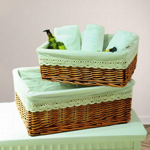 Precio al por mayor Rectángulo Tejido a mano Cesta de cuerda de <span class=keywords><strong>papel</strong></span> Cesta de almacenamiento en rosa con asa de inserción y forro extraíble - Product Image 2