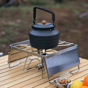 Outdoor Windproof Camping Pot Stand Portable Stainless Steel Burner Bracket <b>BBQ</b> Grill Support With Wind Shield - Product Image 2