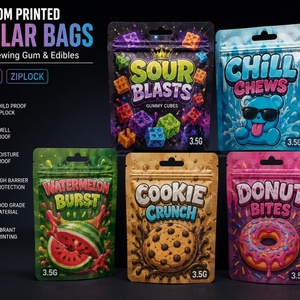 Bolsas de Mylar con Cierre, Personalizadas con Logotipo, de Plástico, para Alimentos, de 3.5g, con Impresión Personalizada - Product Image 1