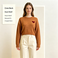 Pull en maille fine rose surdimensionné décontracté à manches longues Juniper Undefined Custom de haute qualité, OEM & ODM, collection automne