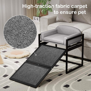 Canapé-lit moderne et écologique pour animaux <span class=keywords><strong>de</strong></span> compagnie, <span class=keywords><strong>rampe</strong></span> d'accès pour chien avec siège, pour salle à manger et chambre, cadre en métal noir, siège rembourré - Product Image 4